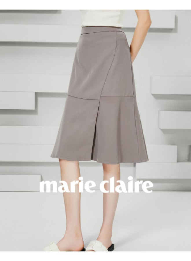 Marie Claire Light Luxury Temperament Midi Skirt Women 2025 Autumn New High-end A-line Skirt High Waist Slimming Half Skirt - Image 1