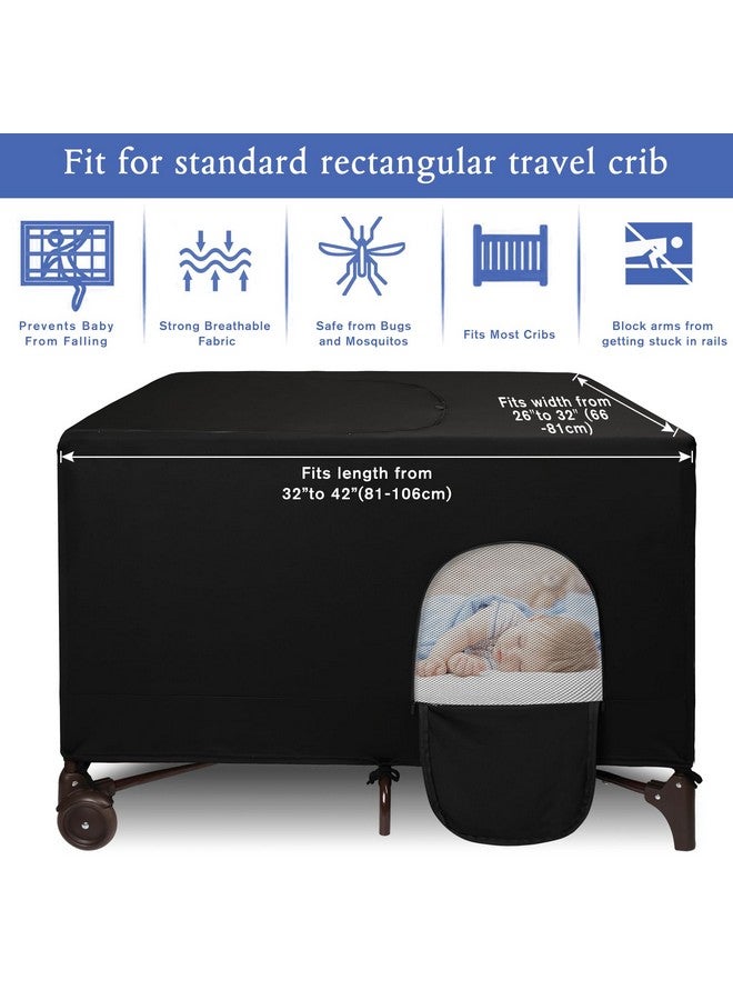 Dofilachy Blackout Cover for Pack N Play - Crib Blackout Cover Tent - Canopy Cover - Breathable Travel Crib Tent - Portable Stretchy Blackout Tent (Black) - Image 3