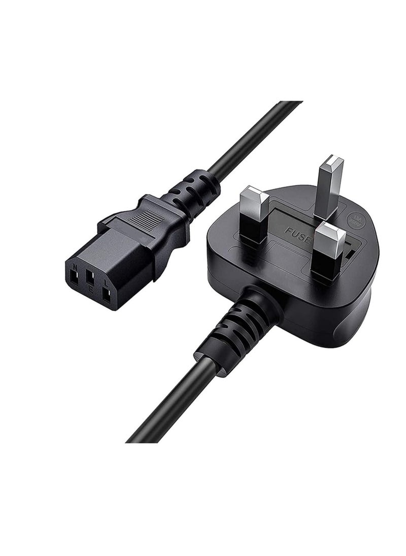 1.8-Meter/ 6-Feet Power Cord, Desktop Power Cable with Pure Copper Wire, 3 Pin Connector, For Computers, TVs, Monitors, Replacement Power Cord
