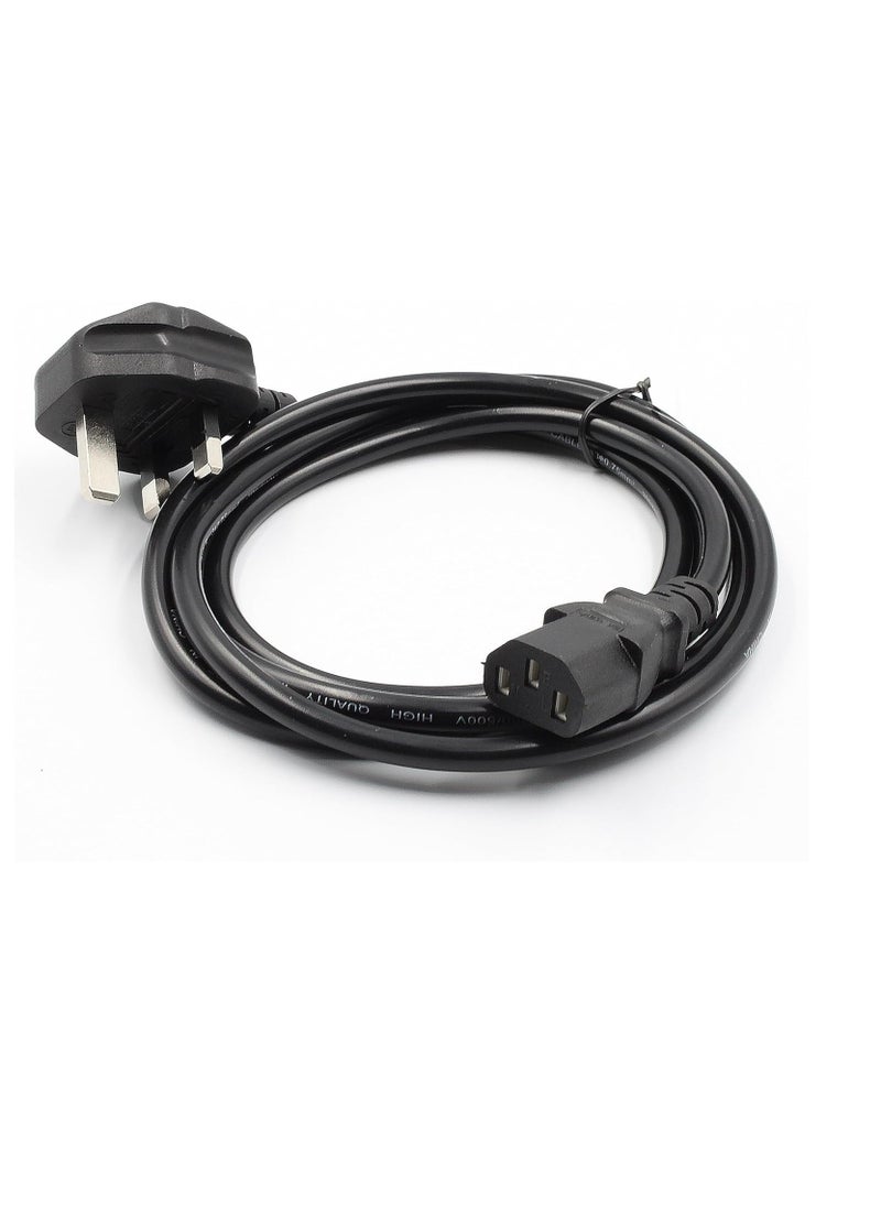 1.8-Meter/ 6-Feet Power Cord, Desktop Power Cable with Pure Copper Wire, 3 Pin Connector, For Computers, TVs, Monitors, Replacement Power Cord