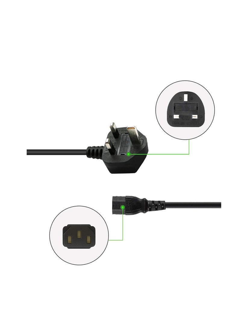 1.8-Meter/ 6-Feet Power Cord, Desktop Power Cable with Pure Copper Wire, 3 Pin Connector, For Computers, TVs, Monitors, Replacement Power Cord