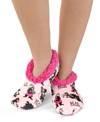 Lazy One Fuzzy Feet Slipper Socks for Women Cute FleeceLined House Slippers Bear in the Morning NonSkid SM - Image 3