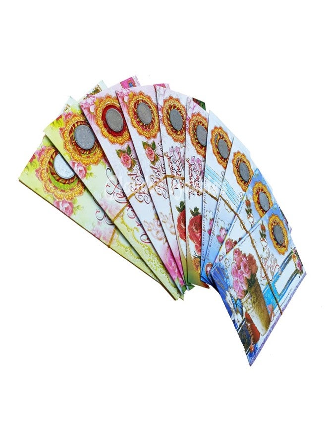 CLOUDED HOBBIES Multicolor Designer Gift Money Sagun Cash Envelopes with One Rupee Coin, Cash Gift Cover, Sagun Lifata for Wedding, Birthday, Anniversary or Any Occasions (100) - Image 2
