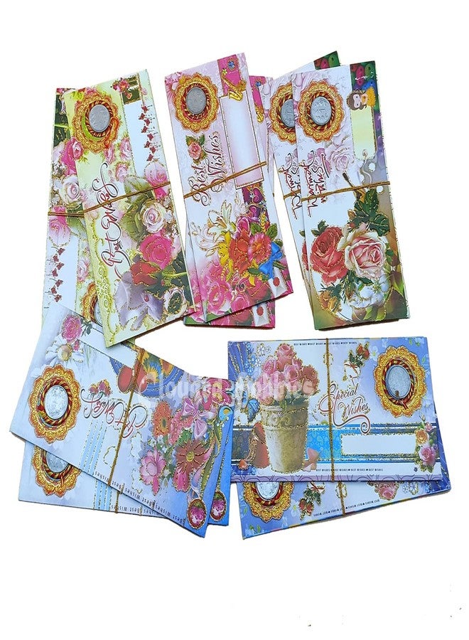 CLOUDED HOBBIES Multicolor Designer Gift Money Sagun Cash Envelopes with One Rupee Coin, Cash Gift Cover, Sagun Lifata for Wedding, Birthday, Anniversary or Any Occasions (100) - Image 3