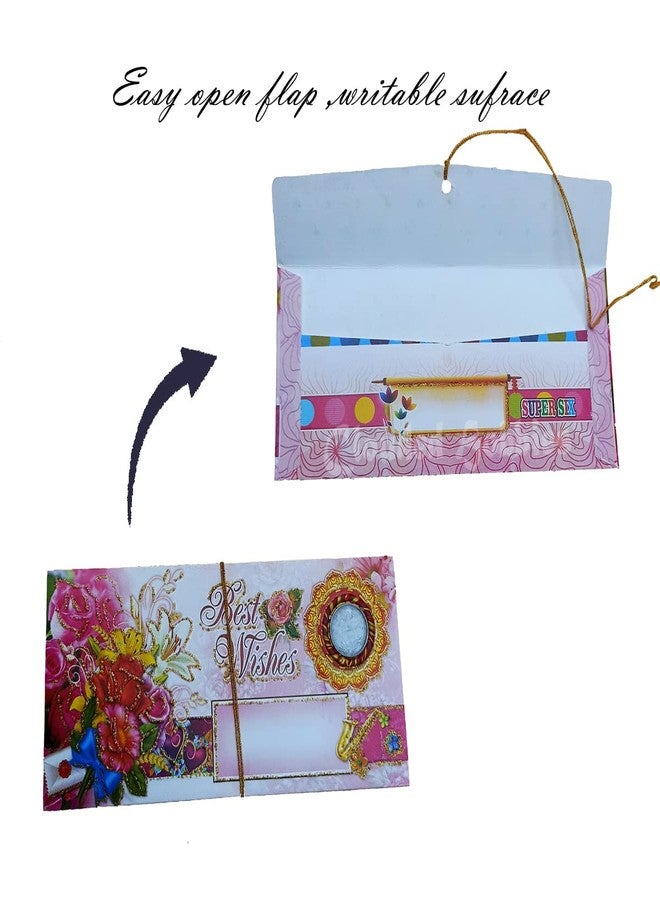 CLOUDED HOBBIES Multicolor Designer Gift Money Sagun Cash Envelopes with One Rupee Coin, Cash Gift Cover, Sagun Lifata for Wedding, Birthday, Anniversary or Any Occasions (100) - Image 5