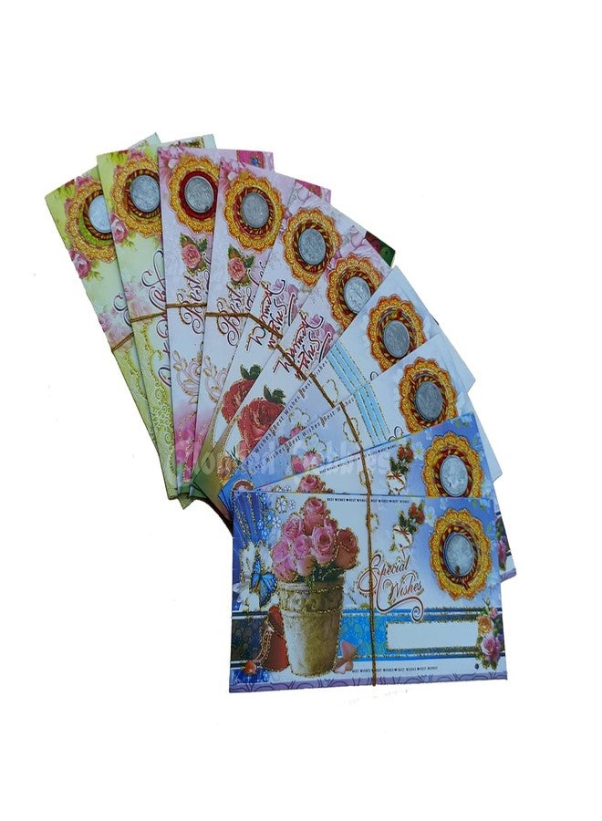 CLOUDED HOBBIES Multicolor Designer Gift Money Sagun Cash Envelopes with One Rupee Coin, Cash Gift Cover, Sagun Lifata for Wedding, Birthday, Anniversary or Any Occasions (100) - Image 1