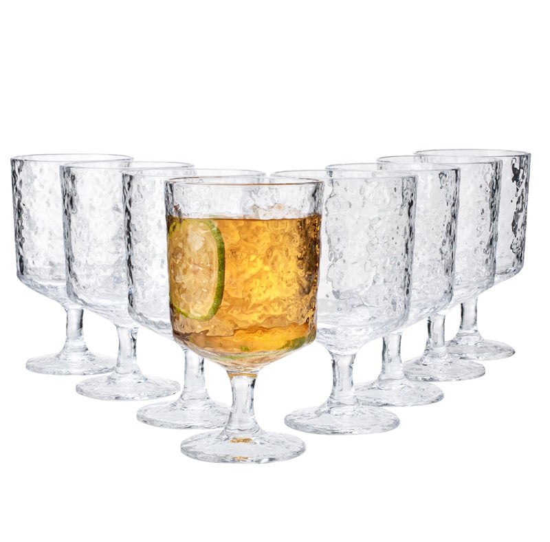 KX-WARE Iceberg Acrylic All-Purpose Wine Glasses, 12-ounce Plastic Stem Wine Glasses, set of 8 Clear - Image 1