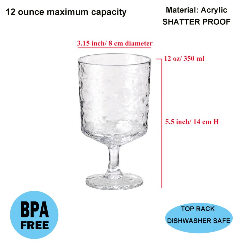 KX-WARE Iceberg Acrylic All-Purpose Wine Glasses, 12-ounce Plastic Stem Wine Glasses, set of 8 Clear - Image 2