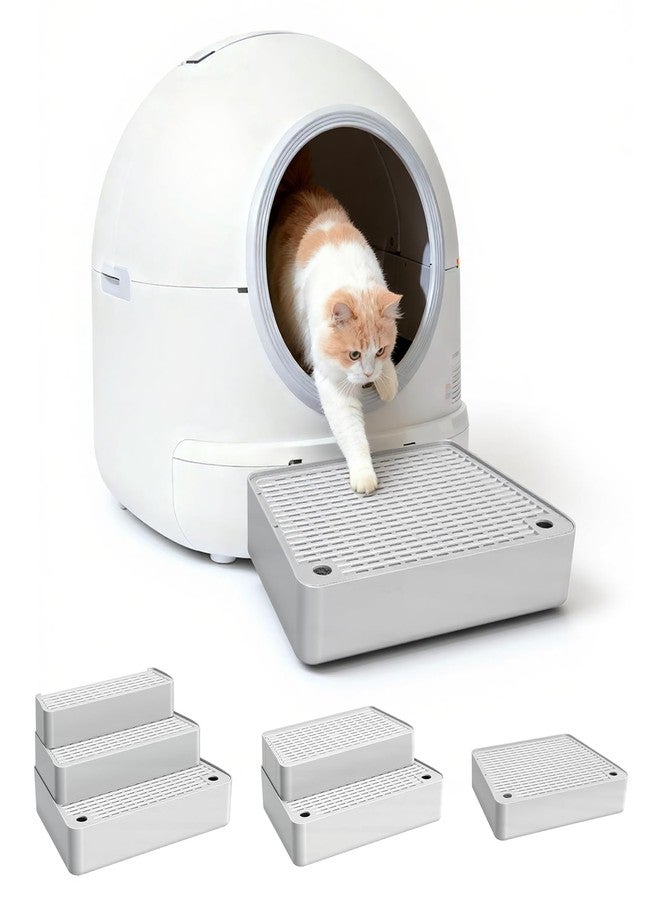 Colewin Adjustable Litter Box Step,3-Step Litter Catcher Tray Stool for Auto Litters Robots,Litter Box Ramp Mat for Kittens and Senior Cats,Cat Steps for Litters Boxes Easy Clean(Light Grey) - Image 1