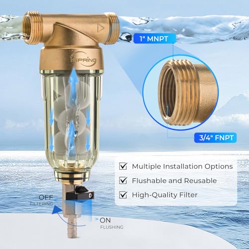 iSpring WSP-500SL Reusable Whole House Spin Down Sediment Water Filter, Siliphos Helps Prevent Scale and Corrosion, 1" MNPT + 3/4" FNPT, 500 Micron - Image 4