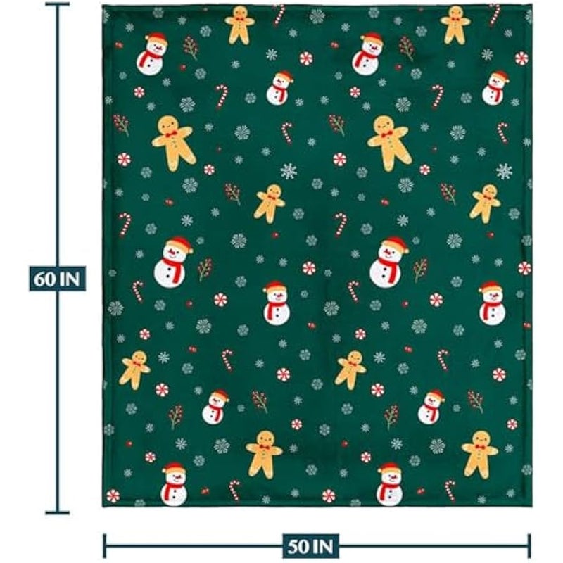 Loquat Printed Blanket，130 * 150CM Super Soft  Throw Blanket for Kids，Holiday Theme Home Décor Fuzzy Warm and Cozy Throws for Winter Bedding, Couch and Gift(gingerbread man) - Image 4