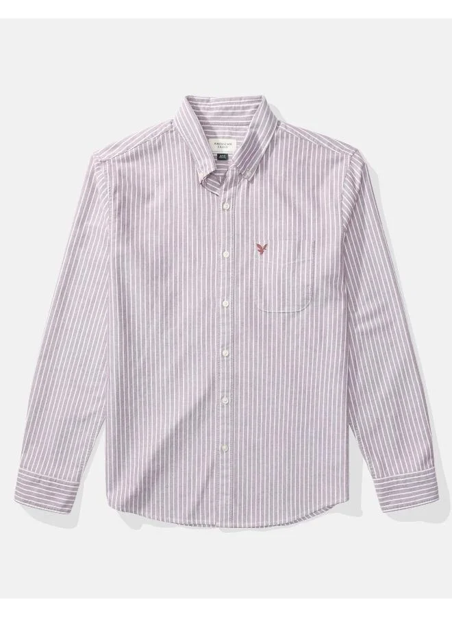 American Eagle AE Everyday Striped Oxford Button-Up Shirt