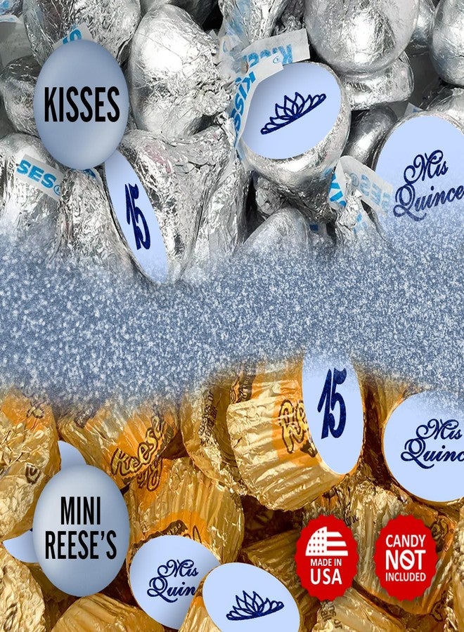 RokAPary Mis Quince Birthday Blue Kisses Stickers, (Set of 216), Quinceanera Chocolate Drops Labels, 15 Party Decoration Favors Decor for Kisses. Made in USA. - Image 3