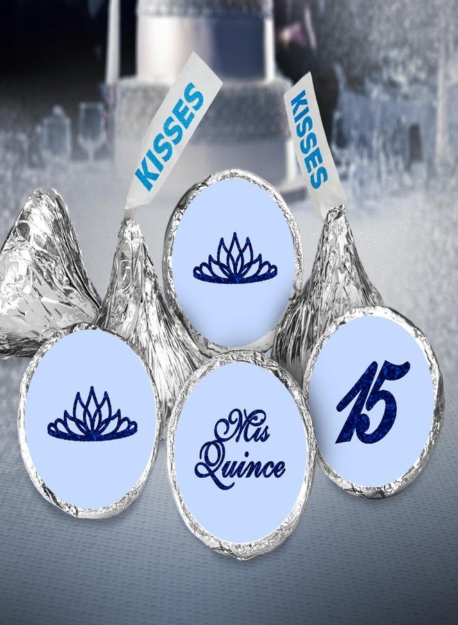 RokAPary Mis Quince Birthday Blue Kisses Stickers, (Set of 216), Quinceanera Chocolate Drops Labels, 15 Party Decoration Favors Decor for Kisses. Made in USA. - Image 5