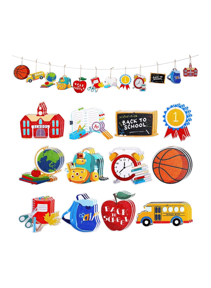 36 Pcs Back to School Ornaments, Back to School Hanging Wooden Ornements for Tree Back to School Tree Decorations First Day of School Cutouts for Party Classroom