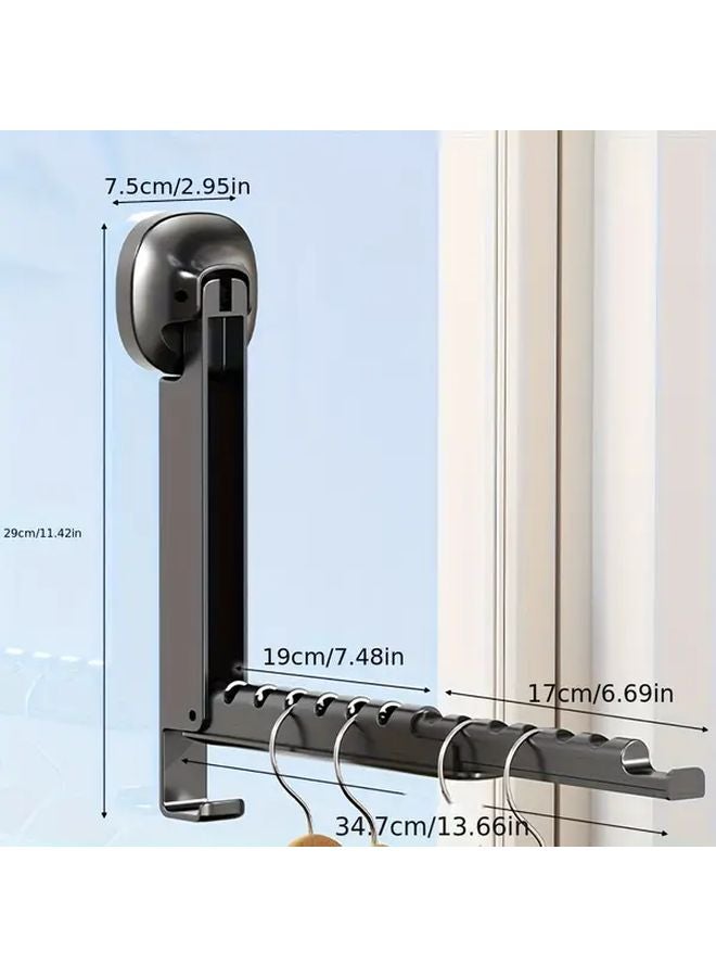 Grey Foldable Over The Door Clothes Drying Rack 2 Level Extension No Drill Installation - Image 3