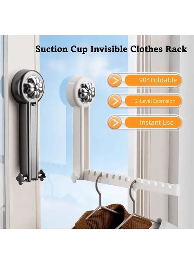 Grey Foldable Over The Door Clothes Drying Rack 2 Level Extension No Drill Installation - Image 2