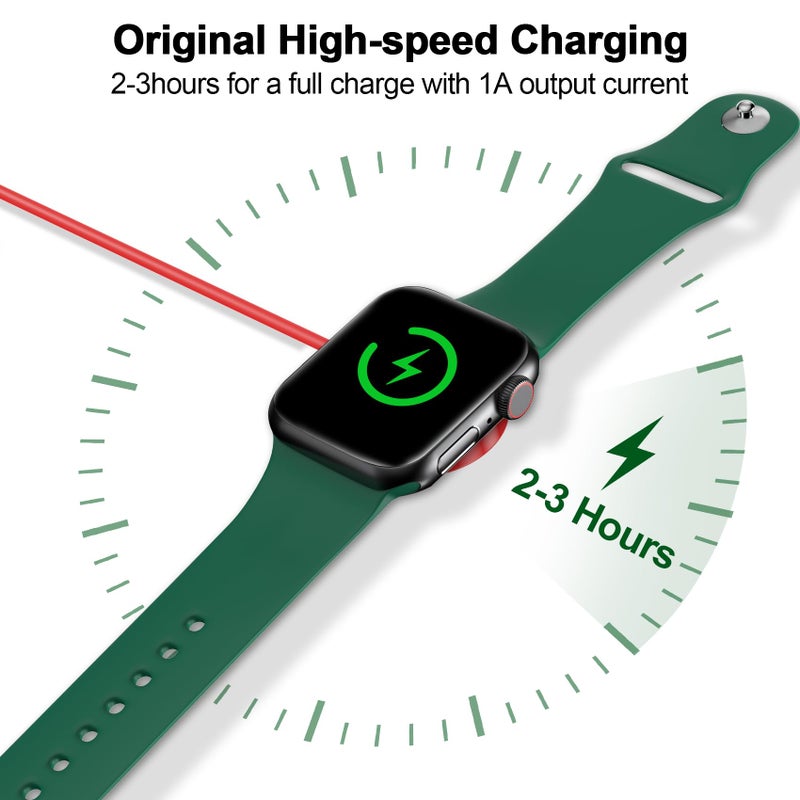 xiwxi ðŸðŸŽðŸðŸ” ð”ð©ð ð«ðšððžð for Apple Watch Charger Magnetic Fast Charging Cable [Portable] Magnetic Wireless Charging Compatible with iWatch Series Ultra/10/9/8/7/6/SE/5/4/3/2-[3.3FT] Red - Image 3