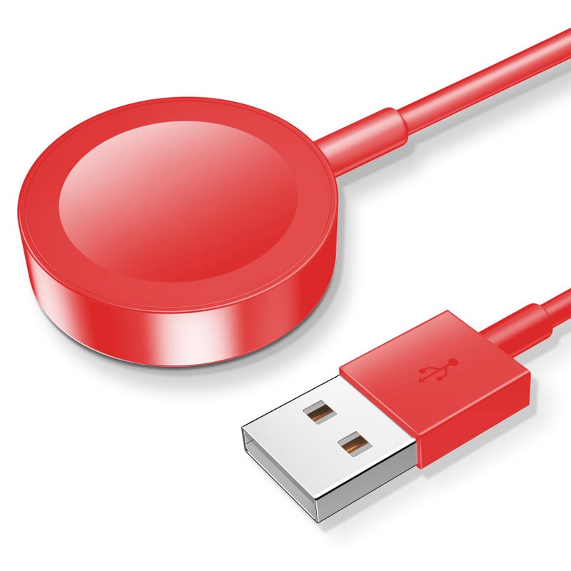 xiwxi ðŸðŸŽðŸðŸ” ð”ð©ð ð«ðšððžð for Apple Watch Charger Magnetic Fast Charging Cable [Portable] Magnetic Wireless Charging Compatible with iWatch Series Ultra/10/9/8/7/6/SE/5/4/3/2-[3.3FT] Red - Image 1