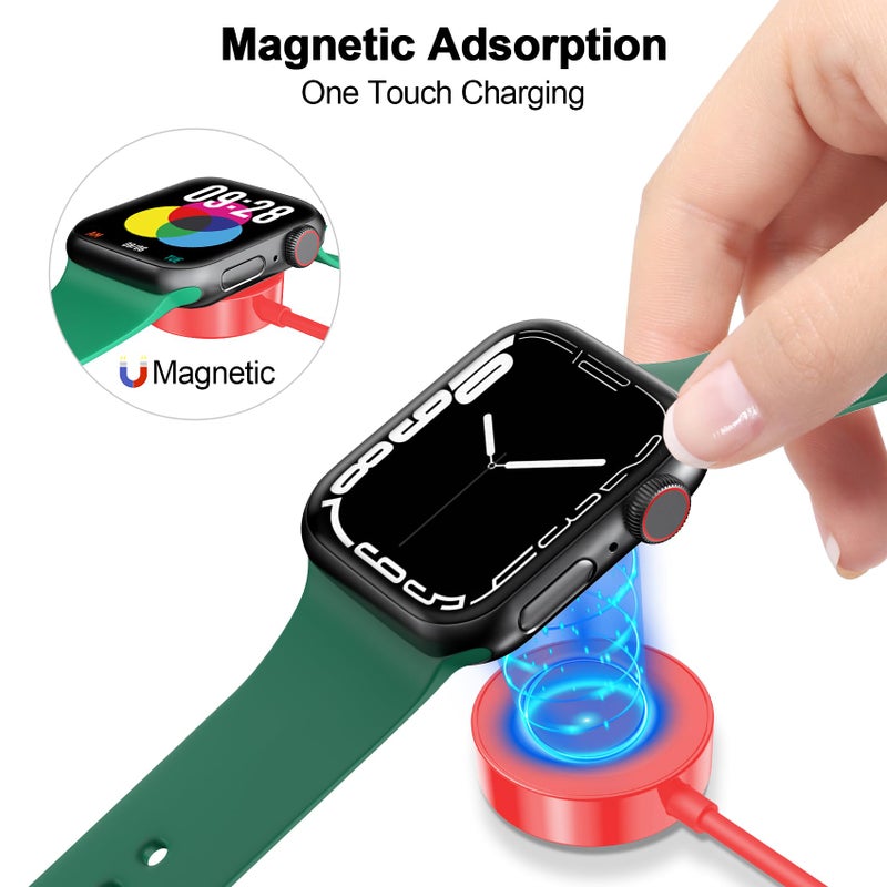 xiwxi ðŸðŸŽðŸðŸ” ð”ð©ð ð«ðšððžð for Apple Watch Charger Magnetic Fast Charging Cable [Portable] Magnetic Wireless Charging Compatible with iWatch Series Ultra/10/9/8/7/6/SE/5/4/3/2-[3.3FT] Red - Image 5