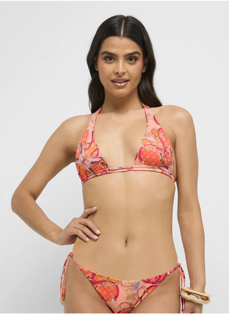GUESS Printed Crossover Bikini Top