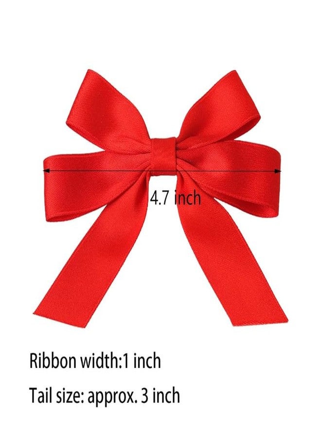 BELICIA 2 pcs Luxury Red Ribbon Bow Hair Clips for Girls,Short Tail Ribbons for Hair,Hair Bow Hair Clamp Clips 4.7 Inch,Birthday Gifts for Women Girls |red color - Image 4