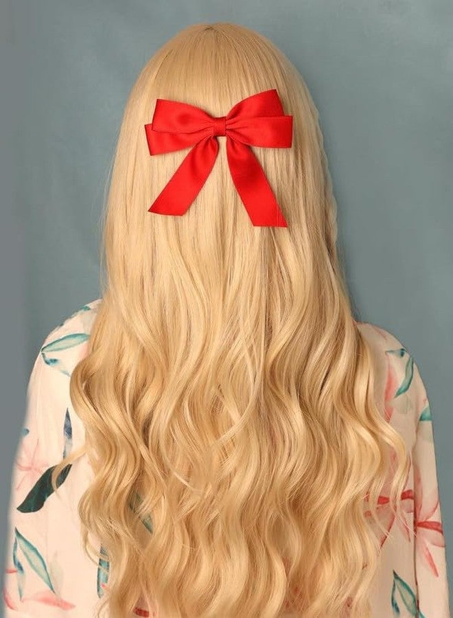 BELICIA 2 pcs Luxury Red Ribbon Bow Hair Clips for Girls,Short Tail Ribbons for Hair,Hair Bow Hair Clamp Clips 4.7 Inch,Birthday Gifts for Women Girls |red color - Image 5