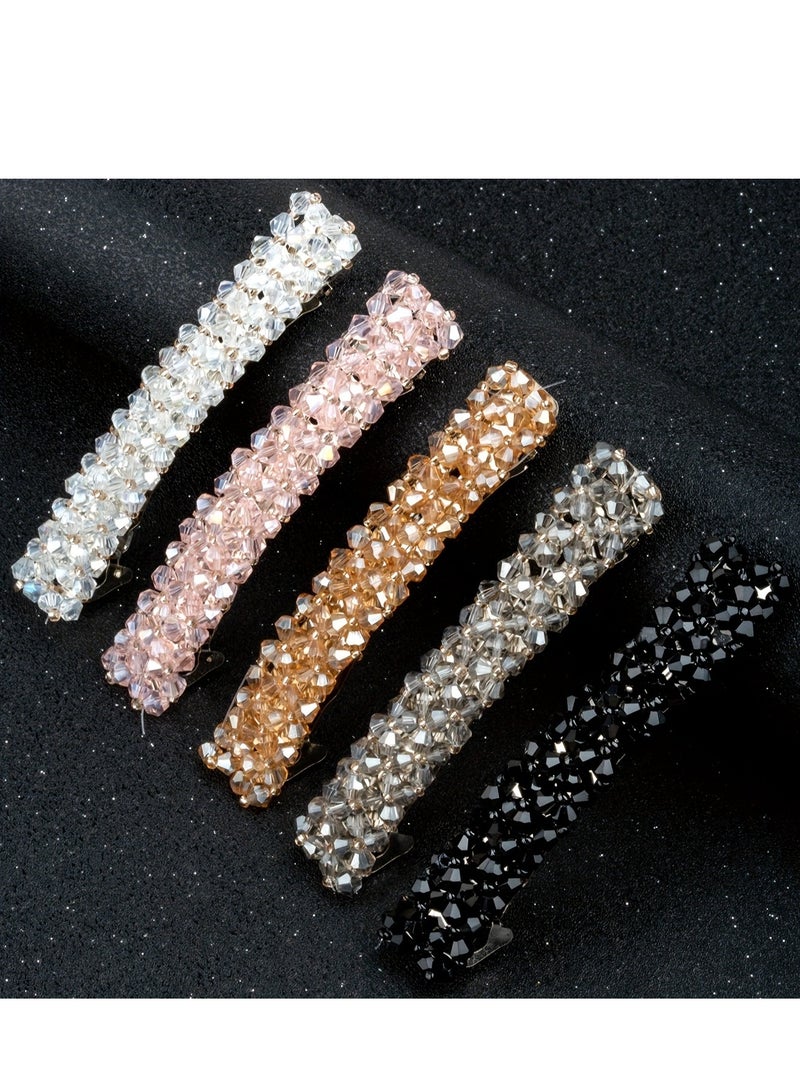 5 دبابيس شعر زنبركية من الكريستال أنيقة ومناسبة للحياة اليومية أو التنقل - Image 1