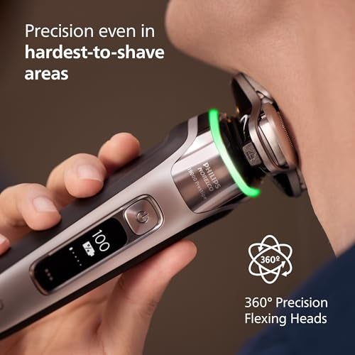 Norelco Philips Norelco Shaver i9000 Prestige, Wet & Dry Electric Shaver, Dark Slate Nova, SenseIQ Technology, Triple Lift & Cut System, 360 Rotating Dual SteelPrecision Blades, Charging Stand, XP9204/85 - Image 4