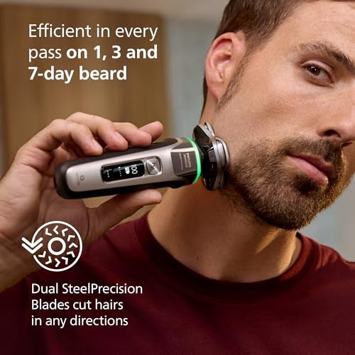 Norelco Philips Norelco Shaver i9000 Prestige, Wet & Dry Electric Shaver, Dark Slate Nova, SenseIQ Technology, Triple Lift & Cut System, 360 Rotating Dual SteelPrecision Blades, Charging Stand, XP9204/85 - Image 5