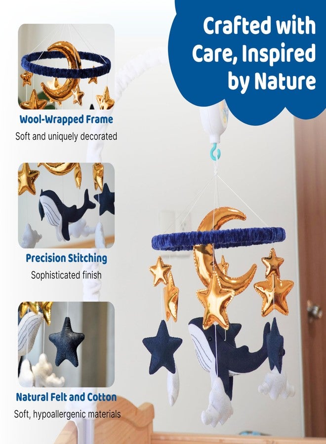 TINITIGIES Ocean Whale Baby Mobile for Crib - Musical Nursery Mobile with 3 Modes of Rotation & 12 Piano Lullabies - Ocean Baby Nautical Nursery Decor - Image 2