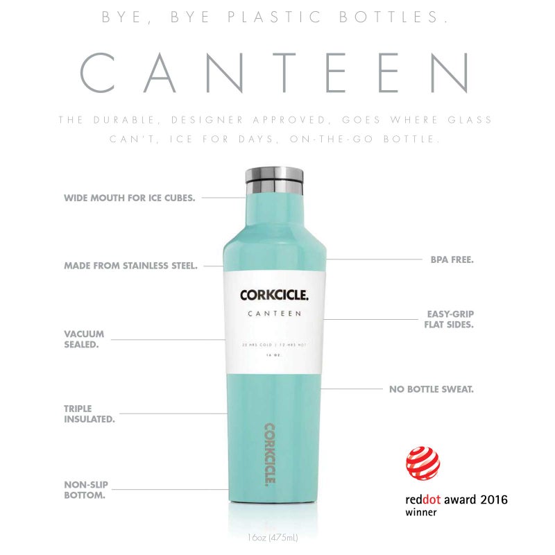Corkcicle Canteen - Water Bottle and Thermos - Keeps Beverages Cold for Over 25, Hot for Over 12 Hours - Triple Insulated with Shatterproof Stainless Steel Construction - Matte Black - 16 oz. - Image 3