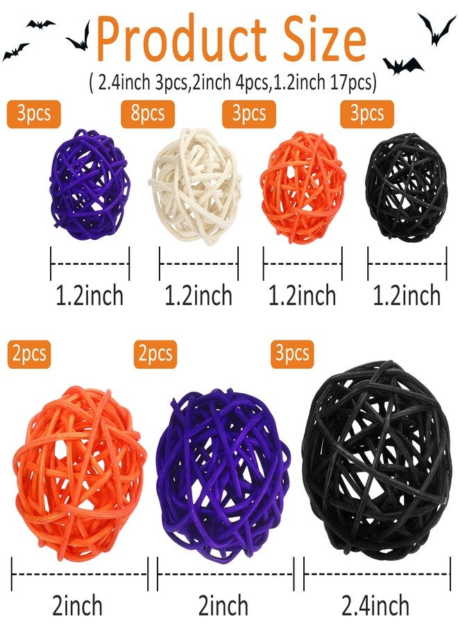 SANNIX 24 Pack Halloween Decoration Rattan Balls, Wicker Balls for Home Decor Wedding Party Ornaments Baby Shower Table Decor Home Yard Hanging Ornaments - Image 2