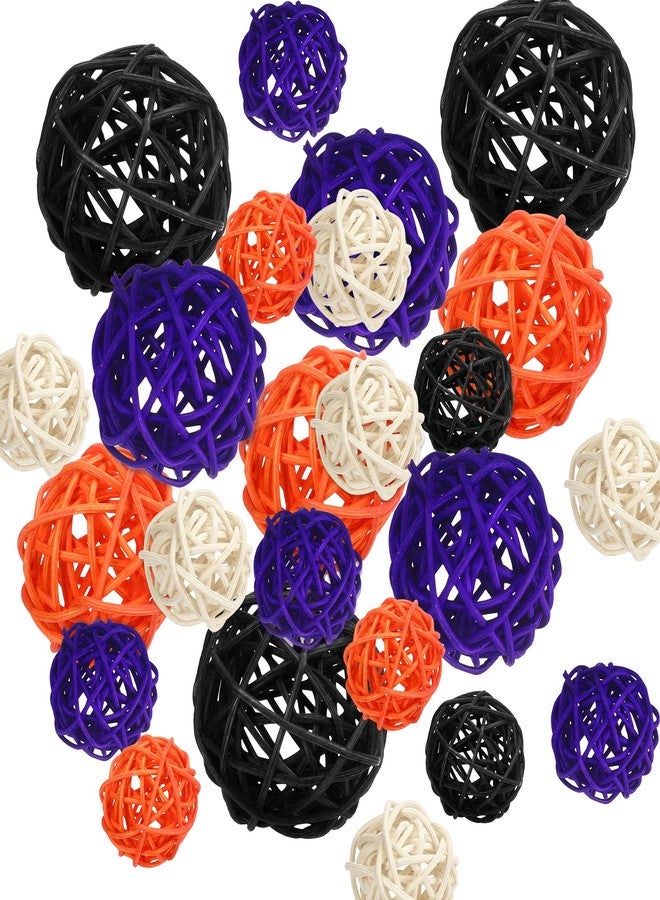 SANNIX 24 Pack Halloween Decoration Rattan Balls, Wicker Balls for Home Decor Wedding Party Ornaments Baby Shower Table Decor Home Yard Hanging Ornaments - Image 1