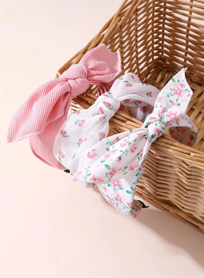 Take Two Set of 3 -  Flower Print Bow Headband