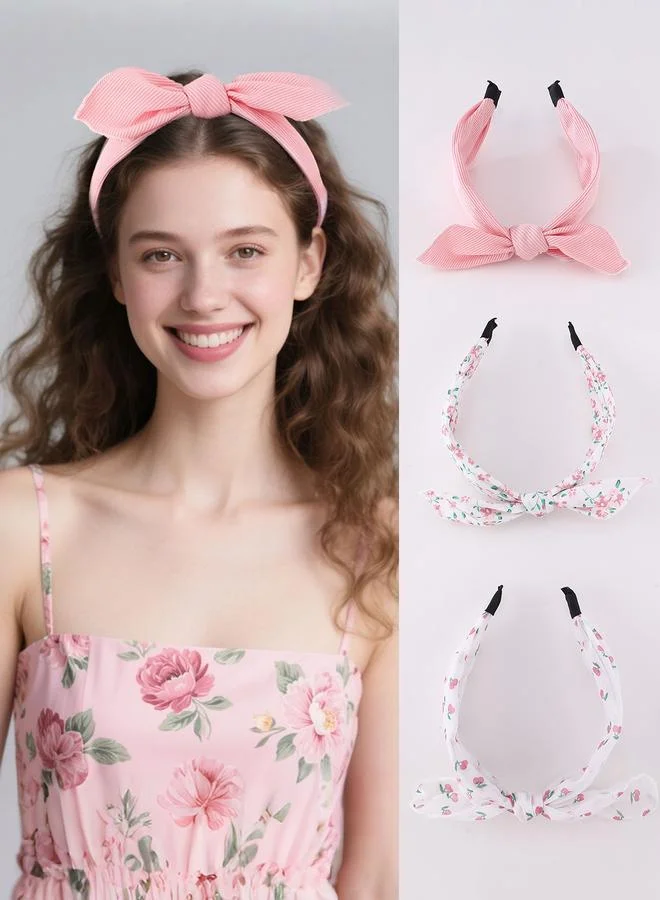 Take Two Set of 3 -  Flower Print Bow Headband