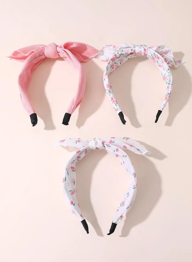 Take Two  Set of 3 -  Flower Print Bow Headband for Women | Best Price UAE