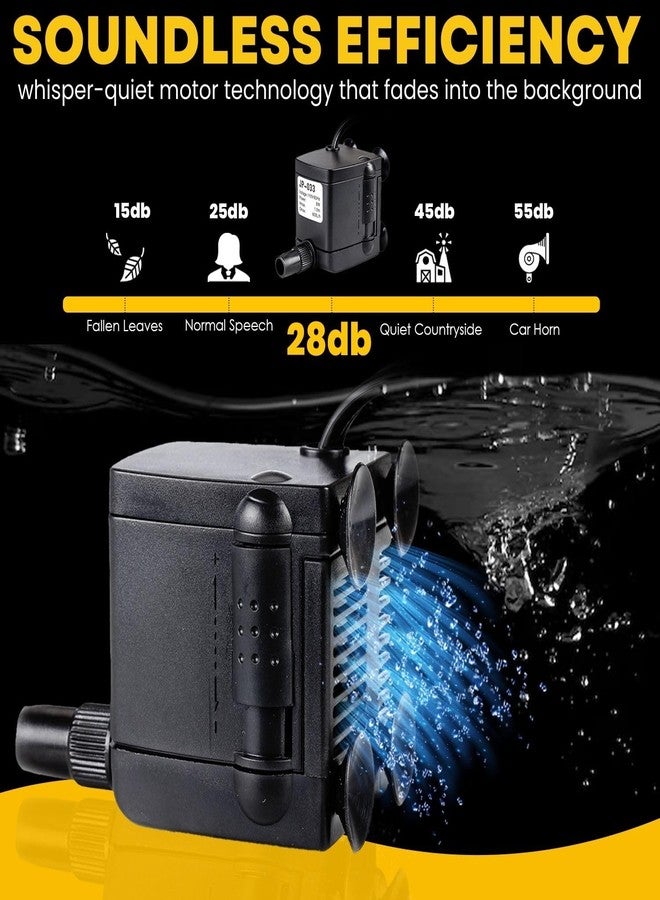 Flexzion Mini Submersible Water Pump for Fountain, Aquarium, Outdoor Pond - 160GPH 8Watt Small Hydroponic Water Pump, Low-Noise, Adjustable Flow Fish Tank Pump, Fresh & Saltwater Outdoor Water Pump - Image 5