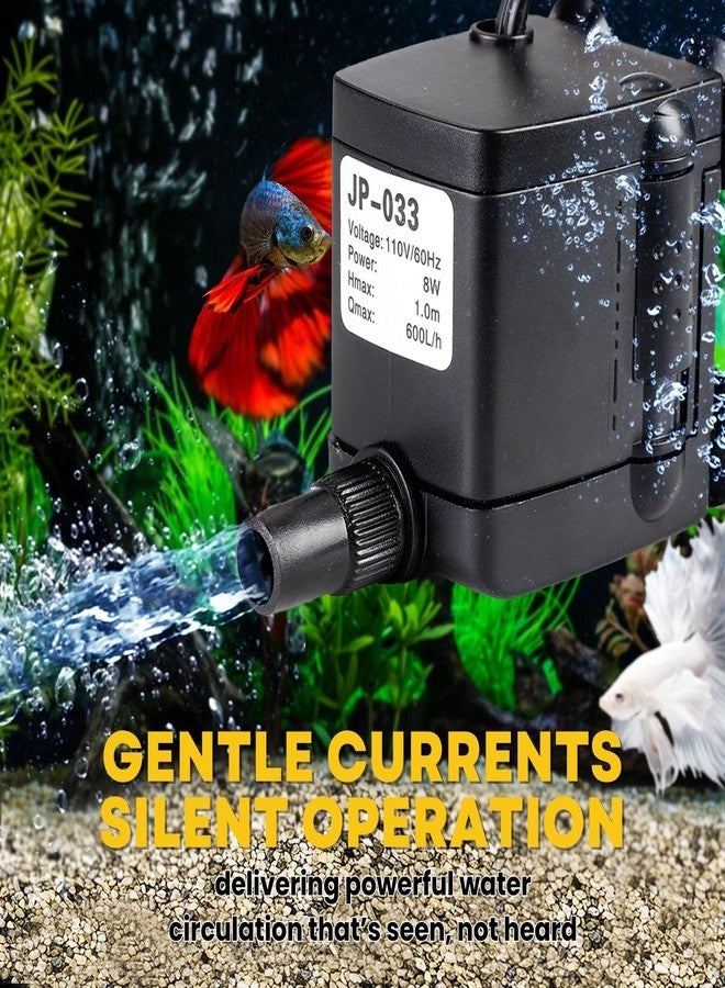 Flexzion Mini Submersible Water Pump for Fountain, Aquarium, Outdoor Pond - 160GPH 8Watt Small Hydroponic Water Pump, Low-Noise, Adjustable Flow Fish Tank Pump, Fresh & Saltwater Outdoor Water Pump - Image 3