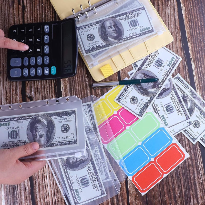 Antner A6 Budget Binder with Zipper Cash Envelopes for Money Organizer & Budgeting, PU Leather Budget Planner Money Saving Binder with Cash Stuffing Envelopes & Labels for Home Office Travel, Yellow - Image 3