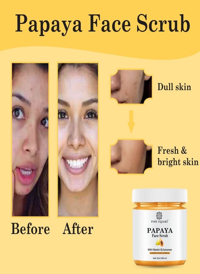 Pink Square Papaya Face Scrub for Women and Men (Pack of 1, 100 gram)|Face Scrub for Glowing Skin face scrub for Blackheads and Whiteheads, for Dry and Oily Skin| - Image 1