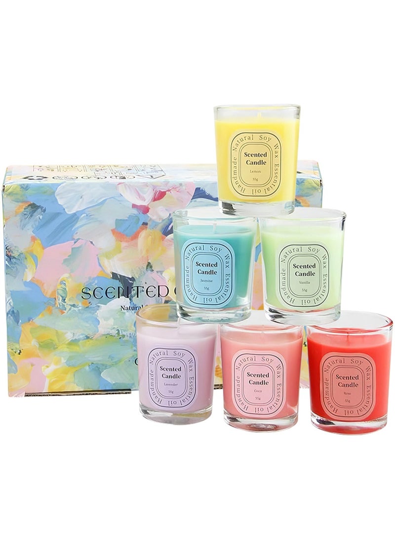 رودن مجموعة شموع معطرة، برطمان علاجي عطري طويل الأمد، شموع الصويا الطبيعية للمنزل والحمام واليوجا، 6 قطع - Image 1