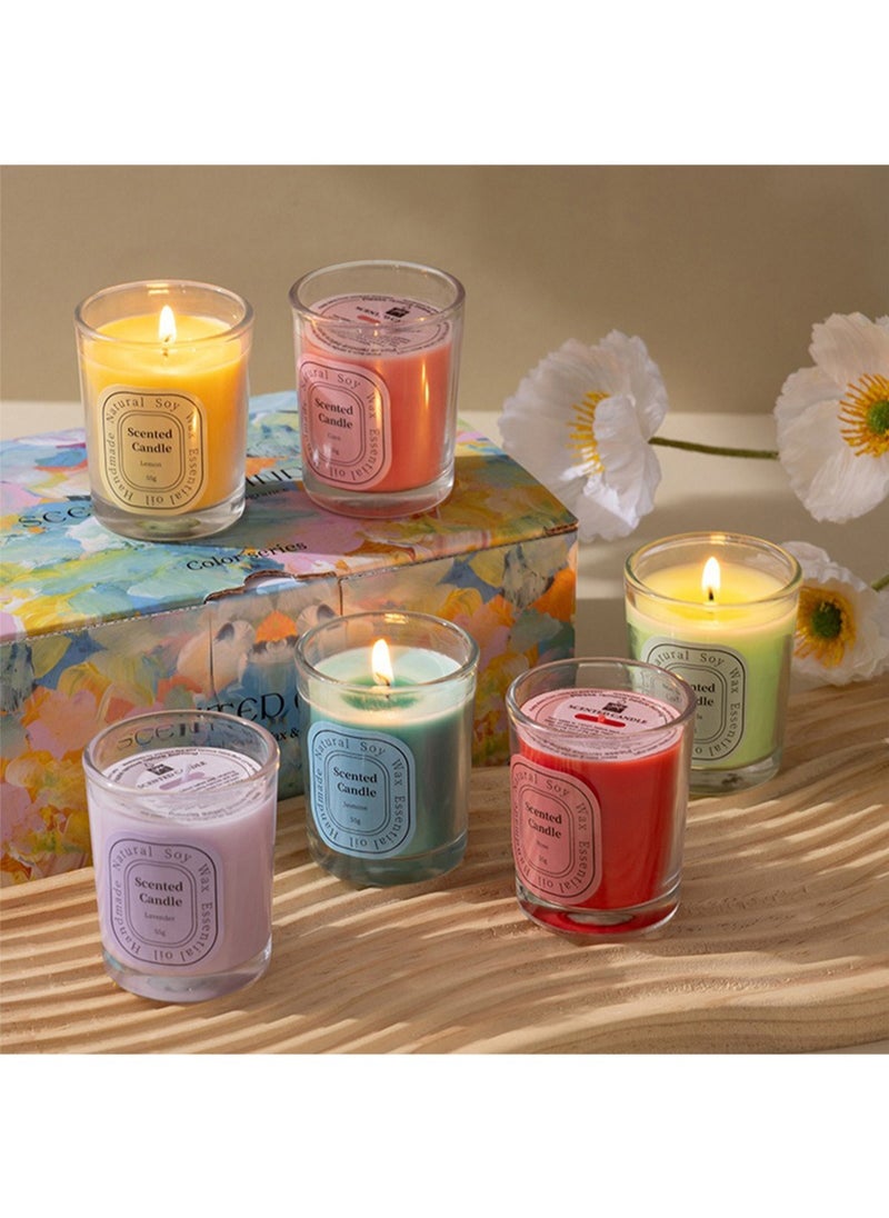 ruidisen Scented Candle Set, Long Lasting Aromatherapy Jar Natural Soy Candles for Home Bathroom Yoga 6Pcs  - Image 4