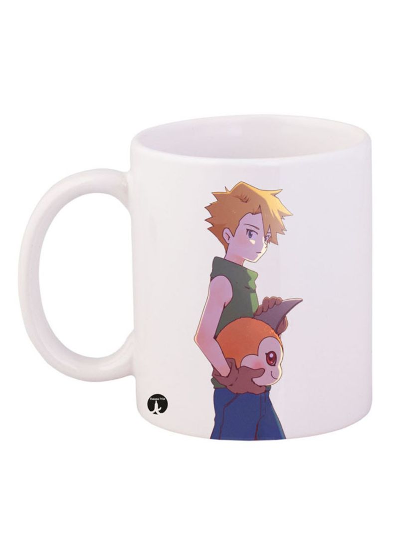RKN Digimon Printed Mug White/Green/Blue 12ounce