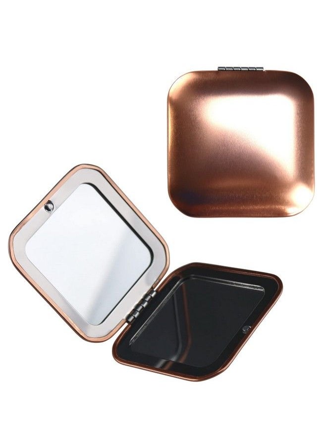 Iconikal Metal Compact Vanity Travel Purse Makeup Mirror 1X 3X Magnifying Rose Gold 2Pack For Pocket Clutch  - Image 1