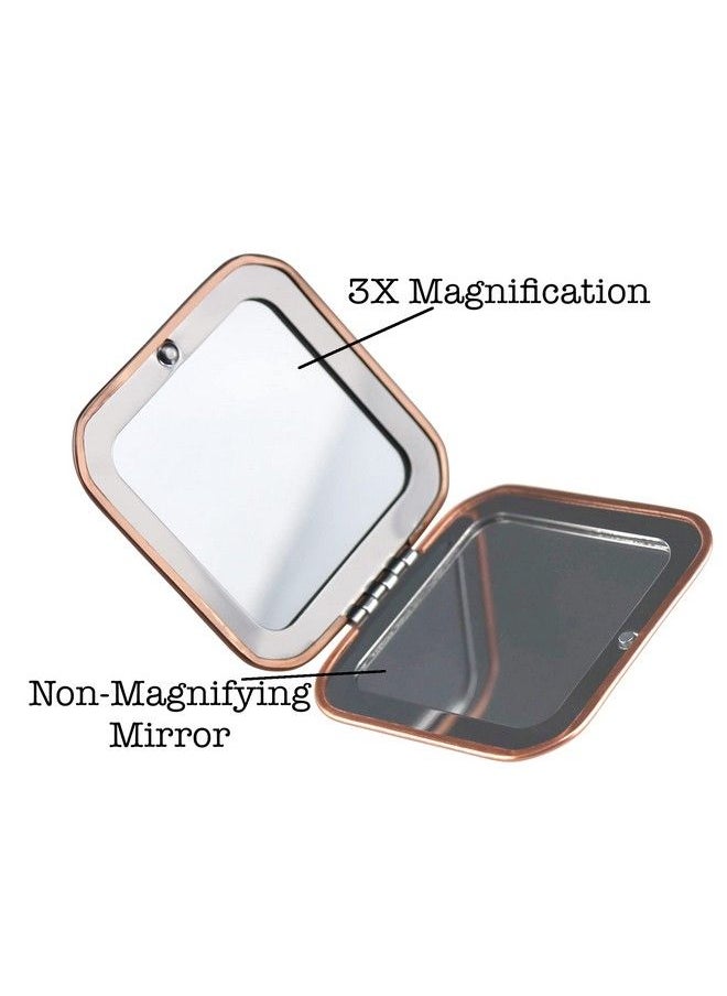 Iconikal Metal Compact Vanity Travel Purse Makeup Mirror 1X 3X Magnifying Rose Gold 2Pack For Pocket Clutch  - Image 5