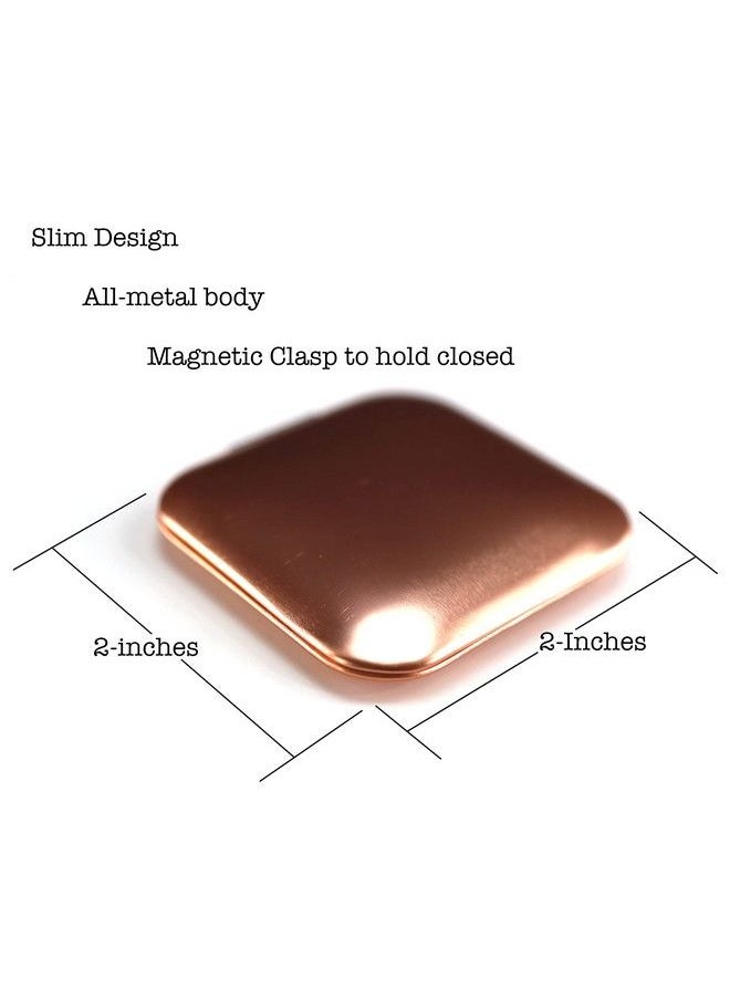Iconikal Metal Compact Vanity Travel Purse Makeup Mirror 1X 3X Magnifying Rose Gold 2Pack For Pocket Clutch  - Image 4