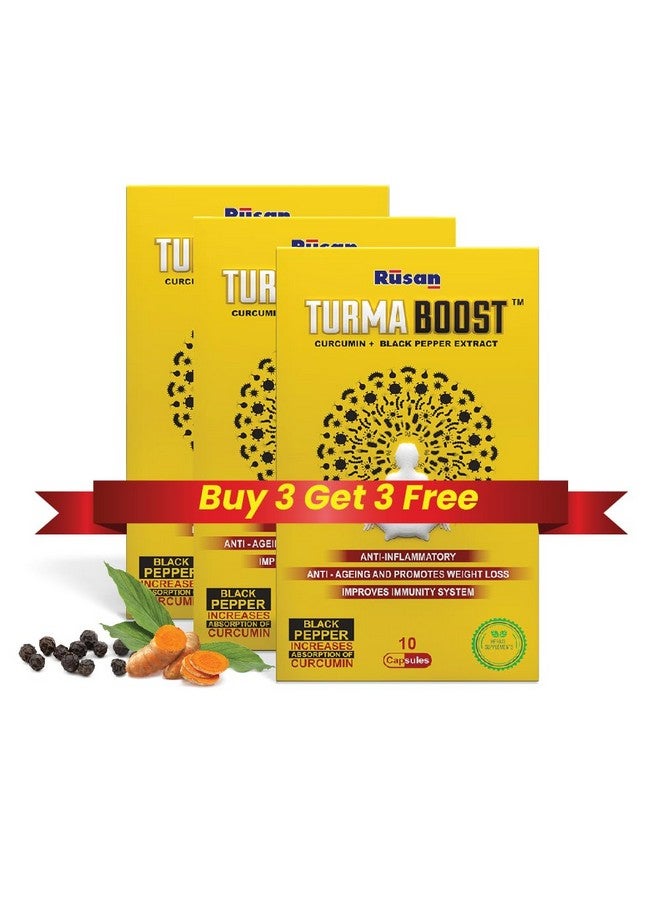 Rusan TURMA BOOST™ CURCUMIN 95% (400mg) + BLACK PEPPER EXTRACT (Piperine 5mg) 30 Capsules (Pack of 3) | Herbal Supplements - Image 1