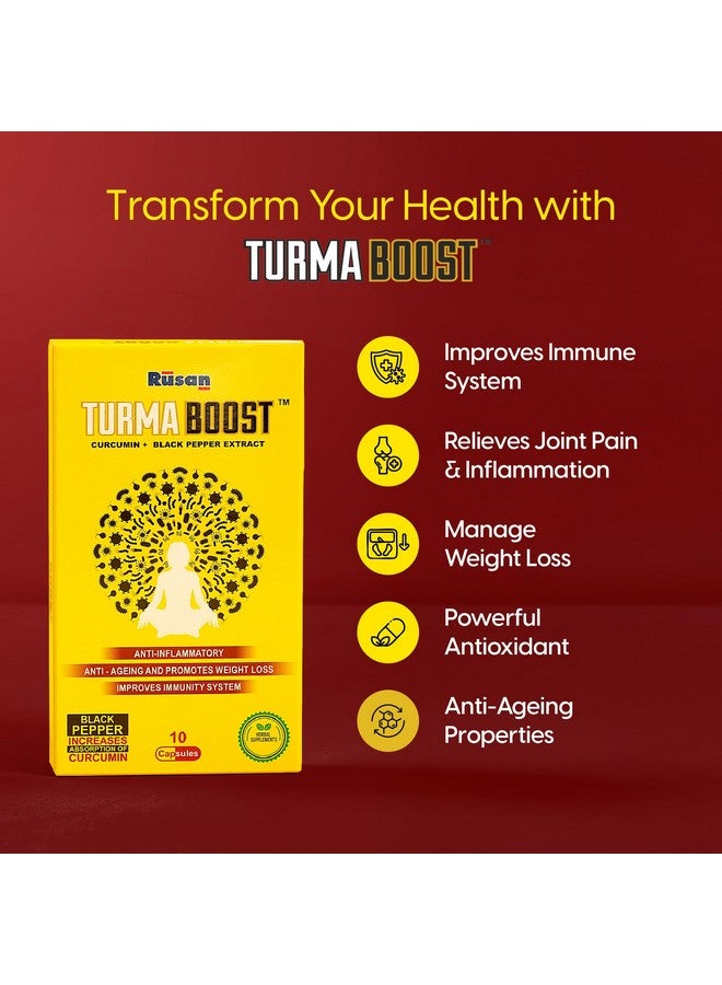 Rusan TURMA BOOST™ CURCUMIN 95% (400mg) + BLACK PEPPER EXTRACT (Piperine 5mg) 30 Capsules (Pack of 3) | Herbal Supplements - Image 2