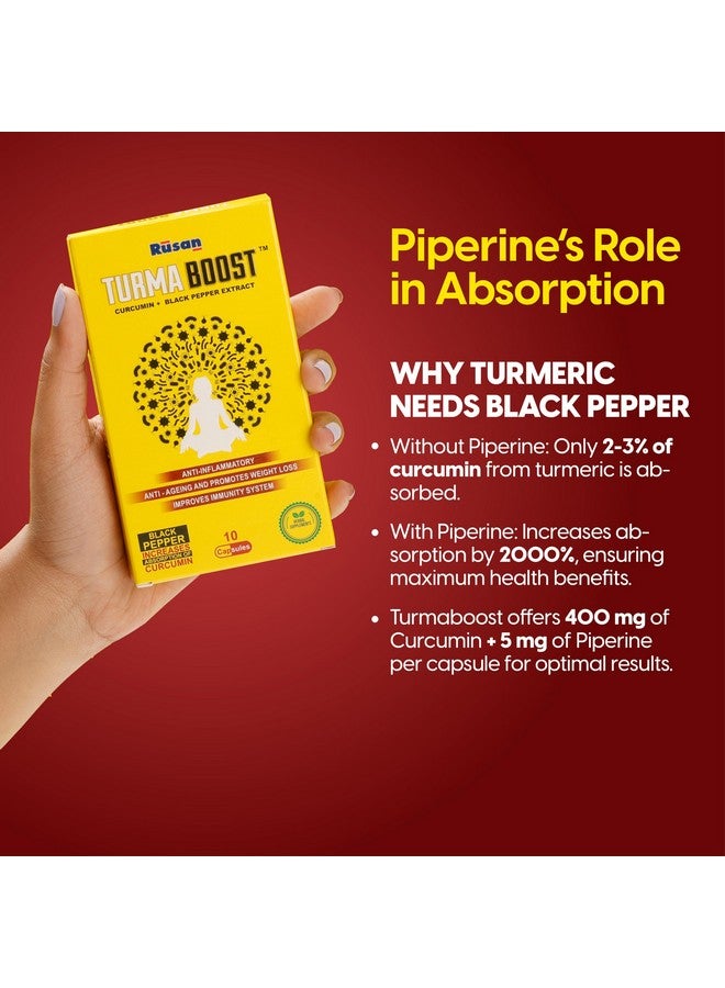 Rusan TURMA BOOST™ CURCUMIN 95% (400mg) + BLACK PEPPER EXTRACT (Piperine 5mg) 30 Capsules (Pack of 3) | Herbal Supplements - Image 5